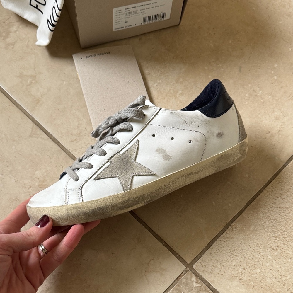 Brand new with box, sz 38 Golden Goose Women’s Sneakers in White, Gray, Blue - Picture 4 of 8